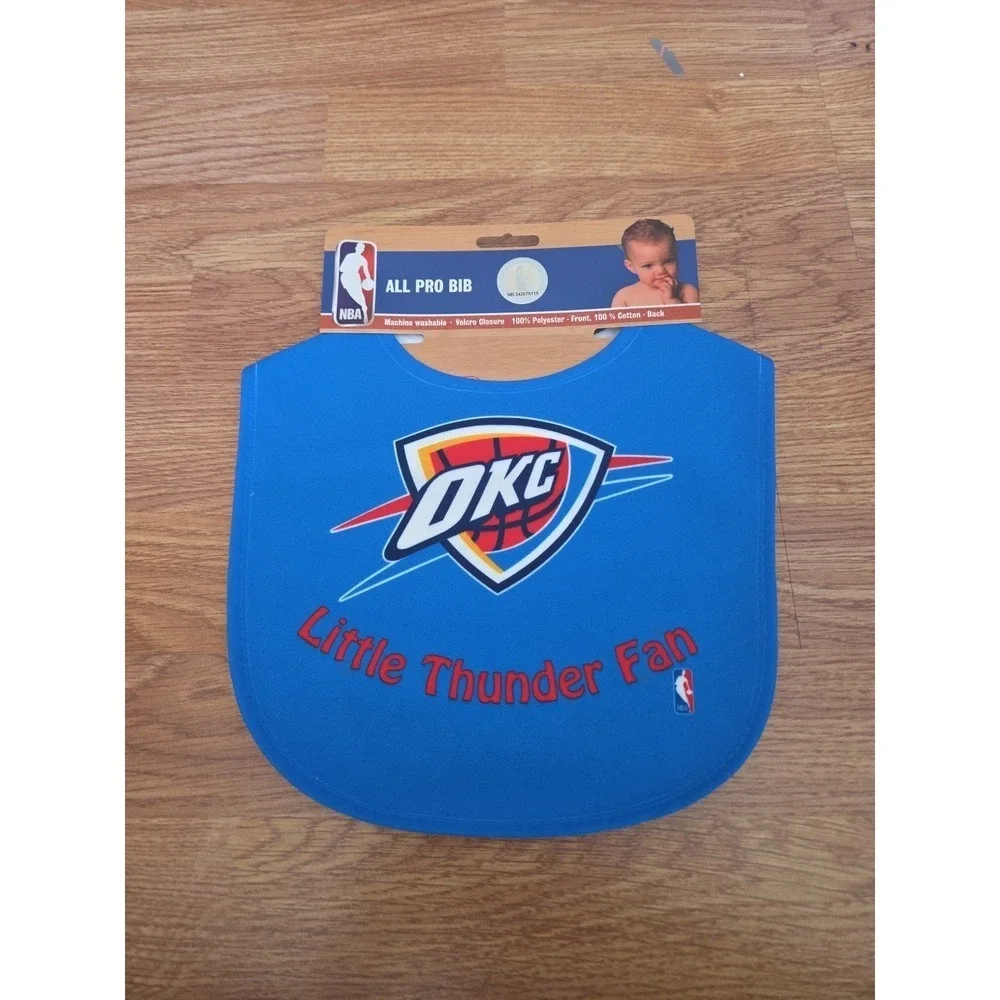 NBA Oklahoma City Thunder Baby Bib OKC Thunder Basketball NEW Hook and Loop